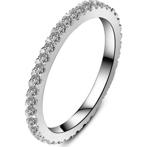 0.55Ct Brilliant Diamond Women Band Infinity Ring Solid 925 Sterling Silver White Gold Plated Eternity Ring Brand S925 Silver