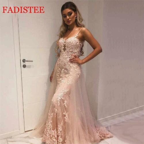 Plus size pink evening dress Formal vestido de noiva lace prom party robe de soiree gown vestido de noiva prom mermaid trumpet