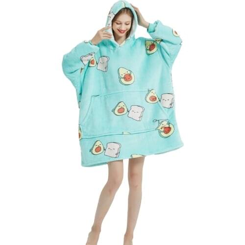 Winter Wearable Blankets With Sleeves Women Hoodie Sweatshirt Soft Warm Thick Oversized Sherpa Plush Robe Blankets