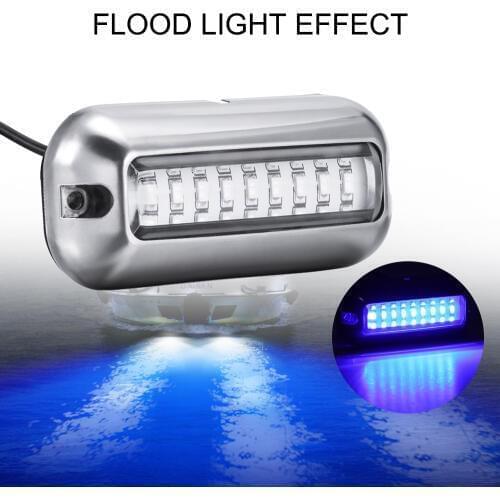 1PCS 12V 50W Stainless Steel 27LED Blue LED Boat Light Underwater Pontoon Marine Ship Transom Light