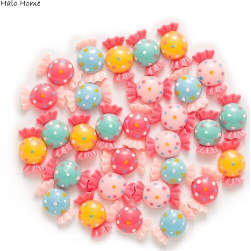 10 Piece Random Mixed Sweet Candy Resin Flatback Scrapbooking Cabochon Embellishment DIY Phone Decoration Craft Making 22x13mm