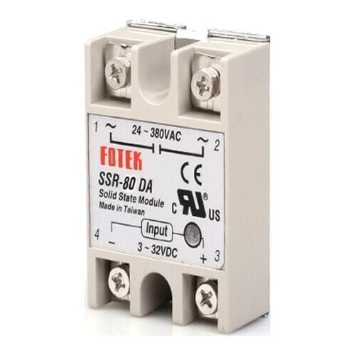 10pcs/lot SSR-80DA 80A Single-phase Solid State Relay Module 3-32VDC Input 24-380VAC output