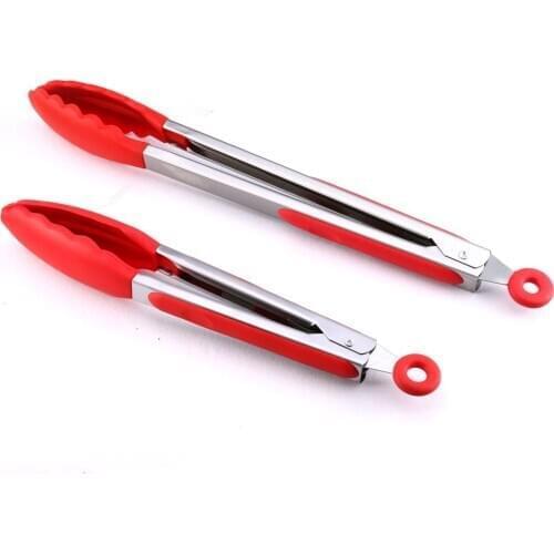 12inch Big Silicone Kitchen Tongs Silicone BBQ Grilling Tong Salad Bread Serving Tong Non-Stick Kitchen Barbecue Cooking with Jo