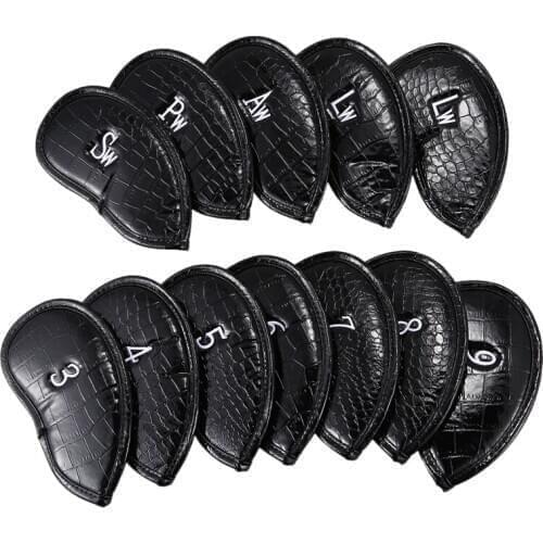 12Pcs Exquisite PU Golf Club Cap Protector Golf Iron Head Cover Set Accessories