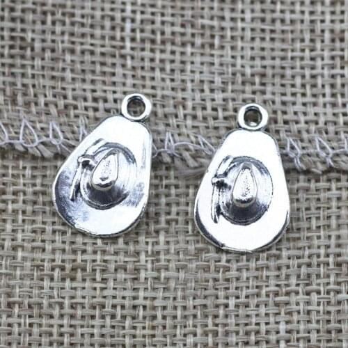 12 Pieces 20.8x12.9mm Antique Silver Color Cowboy Hat Charms DIY Handmade Jewelry Craft