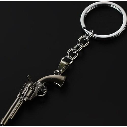 12 Pc/Lot Gun Pendant Keyring Key Chain Stainless Steel Punk Party Keychain Weapon Jewelry Gift Men Friends Car Key Holder