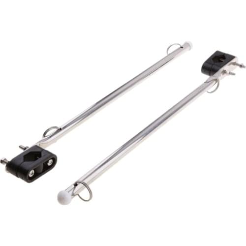 2 Pcs Marine Stainless Steel Rail Mount Flag Pole For Boat Yacht 7/8" Rails