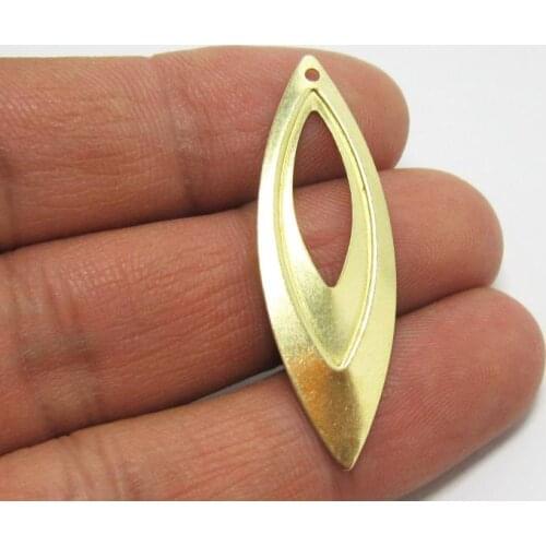 Brass leaf charm 41x13.3mm Raw brass earrings findings -30pcs R654