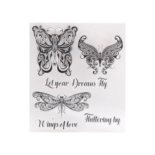 3 Butterflies Stamps Transparent Silicone Clear Stamp For Scrapbooking DIY Craft Decoration Soft Stamp Kids Stationery