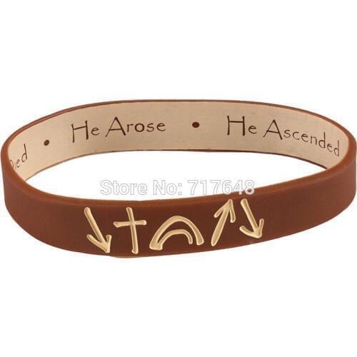 300pcs Debossed Jesus Christ He Came He Died He Arose Witness Reversible wristband silicone bracelets free shipping by FEDEX