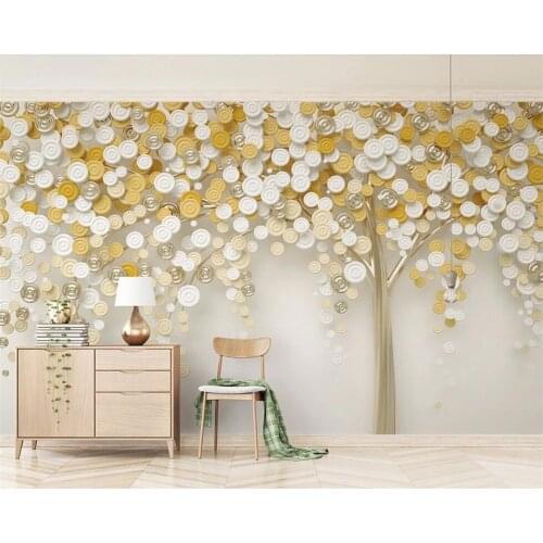 Beibehang papel de parede 3d stereo living room sofa TV background wallpaper bedroom bedroom Golden tree wallpaper large murals