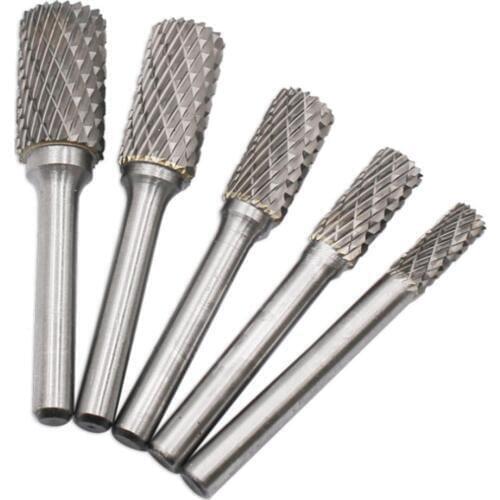 5pcs Tungsten Rotary File Solid Rotary Bur Set For Machinery Automobile Shipbuilding Craft Carving Grinding Engraving Bits