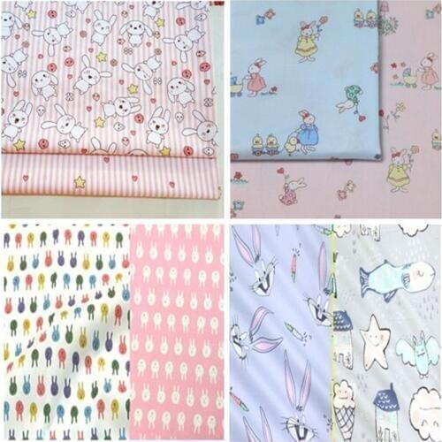 50x160cm Sweet Cartoon Rabbit Printed Cotton Fabric Animal Fabric for Dresses Cushions Blanket Sewing Cloth Bed Sheet Textile