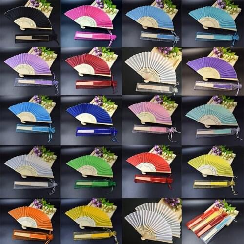 80pcs Personalized Silk Hand Fan in Elegant Luxurious Gift Box +Party Favor Fan Print Wedding Gifts Wedding Fan in Organza Bag