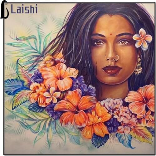 DIY diamond painting Indian beauty And Flowers Full Drill Embroidery Cross Stitch Mosaic Craft Kits Home Decor Halloween Gift