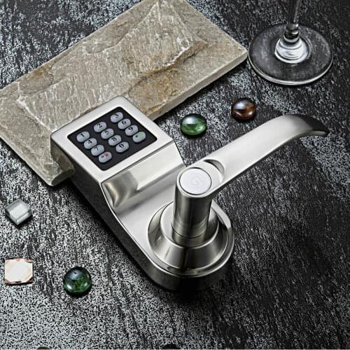 Free Shipping OS6630 electronic password locks keypad entrance latch bolt door lock with mechanical keys stain nickel