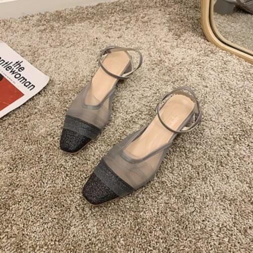 Color Matching Square Toe Fashion And Elegant Ladies Sandals Summer New Style Buckle Fashion All-Match Temperament High Heels