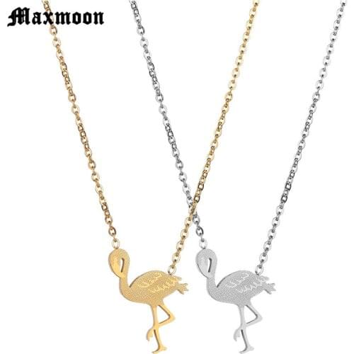 Maxmoon Brand New Gold Silver Color Unique Flamingo Chain Necklace For Women Bird Plain Collar Exquisite Simple Colier Homme