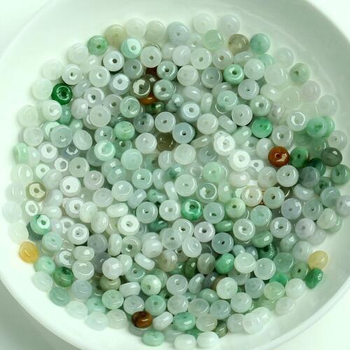 100pcs Natural Grade A Green Jade Pendant Lucky Safety Jadeite Loose 5.5mm Beads