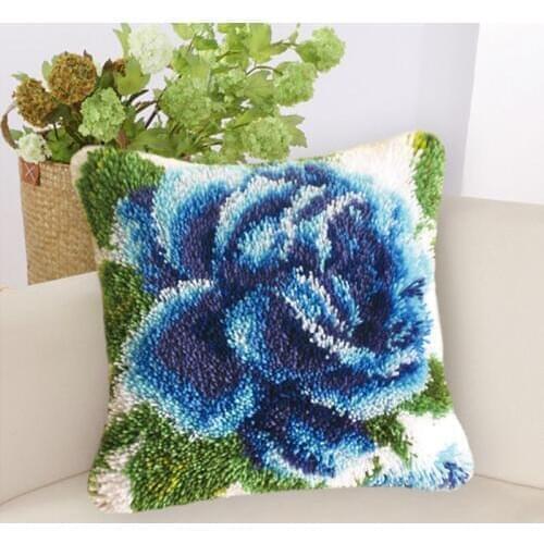 Flower Latch Hook Cross Stitch Pillows Pillow Latch Hook Diy Kit Do It Yourself Art Klink Haak Kleed Bloemen Smyrna Knooppakket