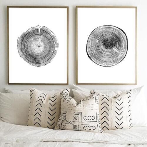 Wood Tree Ring Canvas Art Painting Wall Pictures Black and White Rustic Wood Canvas Prints Woodwork Posters Nordic Home Decor