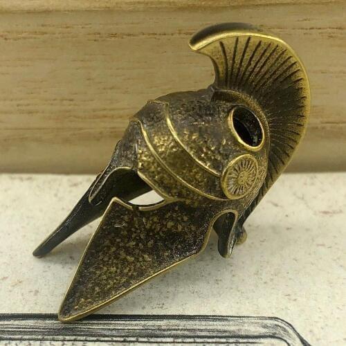 EDC Tools Brass Knife Beads Brass Spartan Helmet Lanyard Bead Paracord Knife Keychain Tool DIY Pendant #154