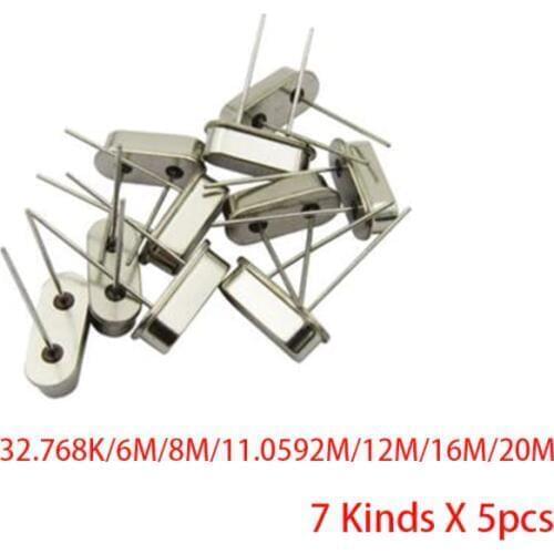 Hc-49s Crystal Oscillator Electronic Kit Resonator Ceramic Quartz Resonator 49 Dip 7 Kind X 5pcs 32.768K 6 8 11.0592 12 16 20Mhz