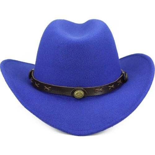 Classic Leather Band Cowboy Hat Jazz Hat Felt Hat Unisex Fedora Hat Black Wide Brim Hat Lady Fashion Cap Western