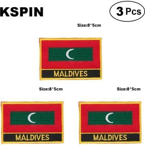 Maldives Rectangular Shape Flag patches embroidered flag patches national flag patches for clothing DIY Decoration