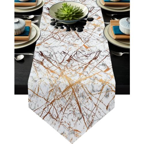 Marble Crack Pattern Black White Table Runner Wedding Table Decoration Flower Cake Tablecloth Dining Table Decor for Banquet