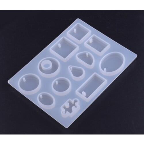 New 12 Holes Crystal Silicone Mold DIY Making Mould Resin Hand Craft for Necklace Pendant Jewelry