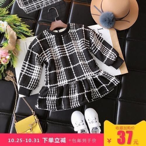 2017 new winter Girls Kids plus cashmere thickening dress comfortable cute baby Clothes Children Clothing