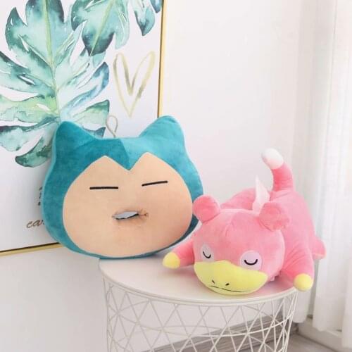 New pokemoned plush paper towel set pillow two-purpose card wow Iraqi Slowpoke Snorlax plush toys household items decoration