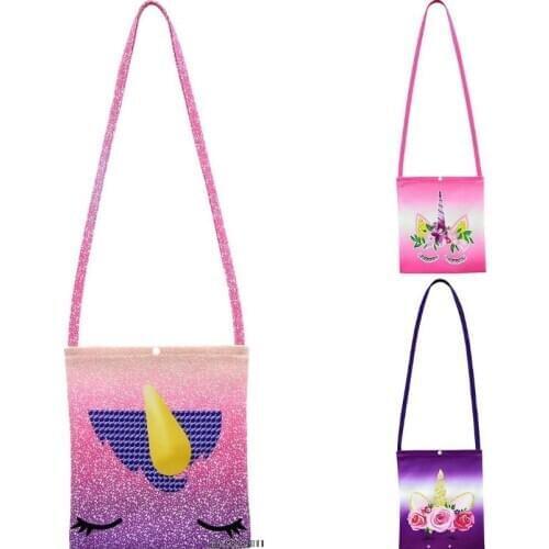 Wholesale Korean Shiny Rainbow Unicorn Bag Women 2021 New Personality Shoulder Messenger Bag Funny Cute Cartoon Bag