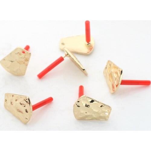 Zinc Alloy Golden Bump Geometric Fan Earring Base Matte Golden Earrings Connector 6pcs/lot 18mm For DIY Earrings Accessories