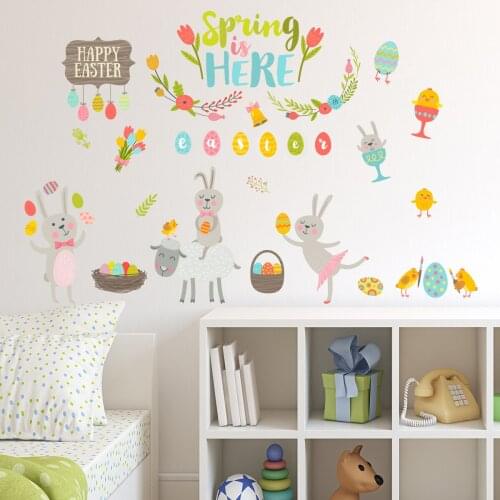 Easter cartoon bunny wall stickers bedroom living room children background wall decoration stickers paper bedroom decor