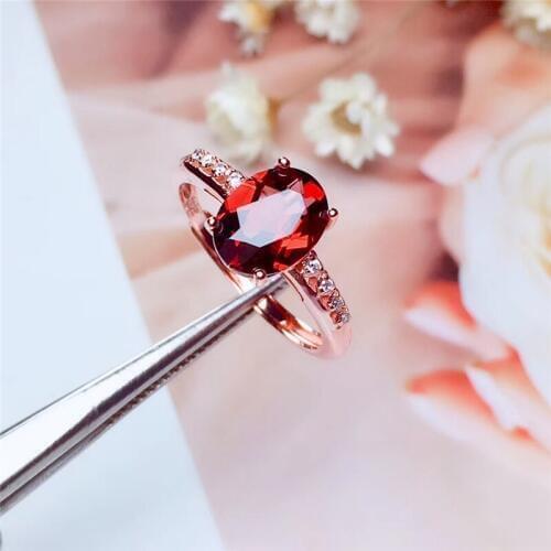 Procogem 2.1ct fancy Natural Garnet Ring for Women Authentic gemstones Fine rings jewelry best gifts 925 Sterling Silver #728