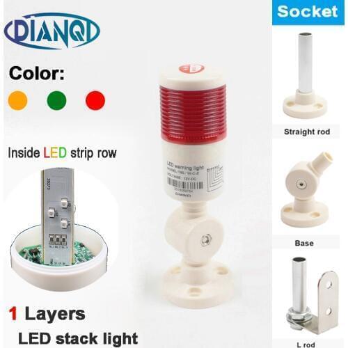 Industrial Signal Tower Safety Stack Alarm Light lamp Bulb Red Green Lamp LED strip plastic 1 layer with base 12-24V 110-220V