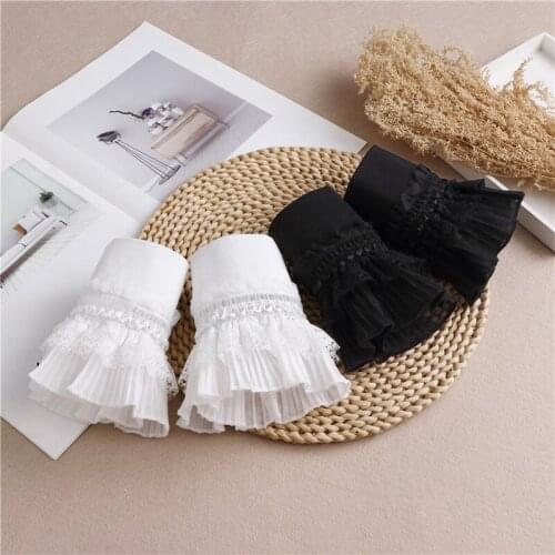 Detachable Sleeve Fake Cuffs for Women Shirt Multi Layer Ruffles Solid Color False Cuffs Wristband Decorative Clothing Accessory