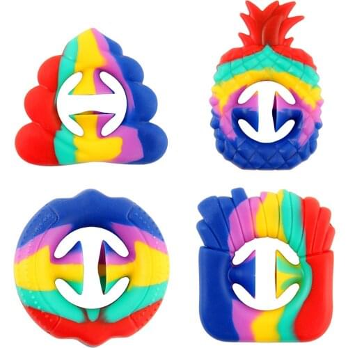 Silicone Rainbow Hand Snapper Toys Sensory Decompression Grip Ball Suction Cup Arm Power Training Autism Stress Relief Kid Adult