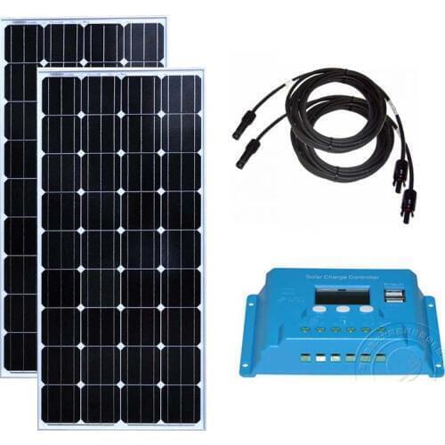 Kit Solaire 300 Watt Solar Panel 12v 150w Monocrystalline 2 PCs Solar Charge Controller 12v/24v 10A Off Grid System Motorhome