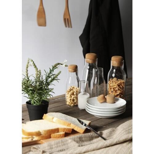 Glass Jars Storage Can Mason Jar Transparent Cork Stopper Bottle Small Glass Bottles Containers Sealed Tea Coffee Storage Tank