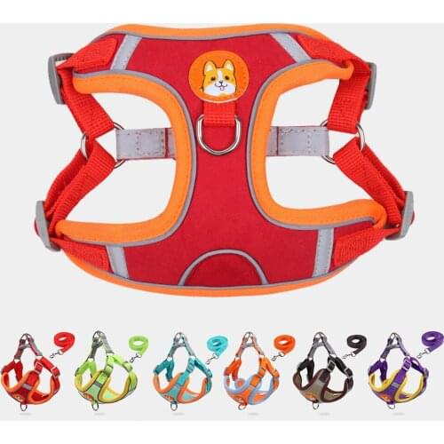 No Pull Dog Harness No Choke Bulldog Reflective Suede Harness Adjustable Soft Padded Puppy Pet Vest Leash Leads for Small Dogs