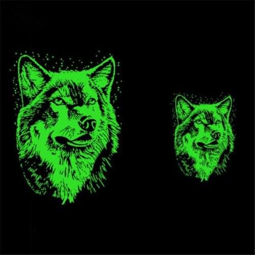 Patches Noctilucent Wolf head Stickers for Clothes Thermal Transfer Printing Pattern DIY Decoration Fashion Style Luminous Patch