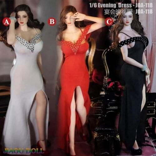 In Stock 1/6 Female Long Party Evening Dress JOA-118 Big Breasts Soldier Clothes Accessories Fit 12'' Action Figure Dolls