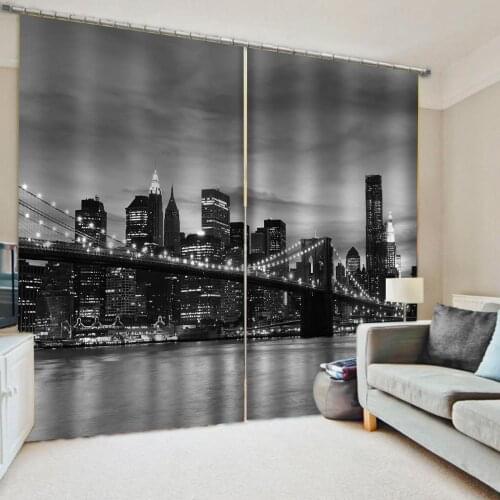 Custom night city curtains 3D Curtain Printing Blockout Polyester Photo Drapes Fabric For Room Decoration curtains