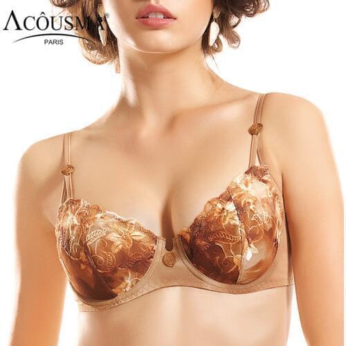ACOUSMA Classic Style Women Floral Embroidery Bra Brassiere Sexy Underwear Feamle High Quality Comfortable Cotton Lace Bra