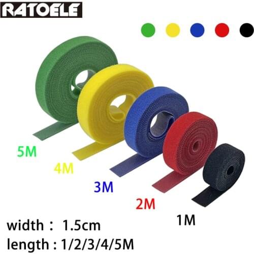 1 PCS 15mm Width Cable Organize Velcro Self Adhesive Fastener Tape Reusable Strong Hooks Loops Cables Tie Magic DIY Accessories