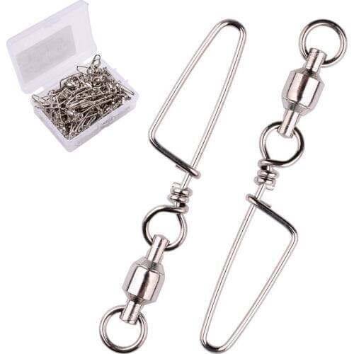 10/50pcs Ball Bearing Snap Fishing Swivels Connector 0#-6# Rolling Swivel For Fishhook Lure Carp Fishing Accessories