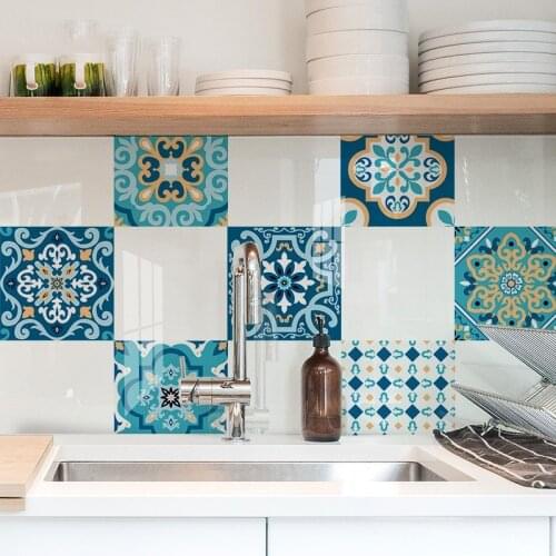 10 Pcs/Set Home European Style Ceramic Tile Stickers Kitchen Bathroom Wallpapers Waterproof Oil-Proof Furniture Decorate Paper
